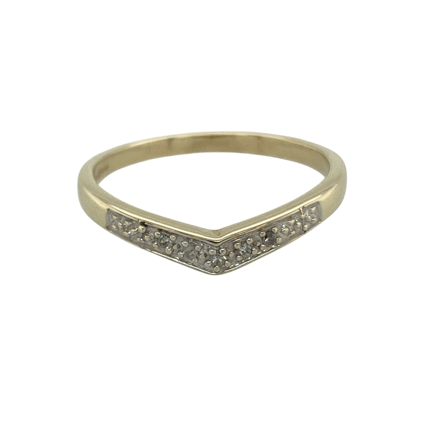 9ct Gold & Diamond Set Wishbone Ring