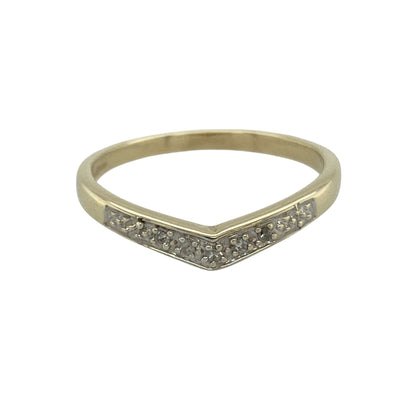 9ct Gold & Diamond Set Wishbone Ring