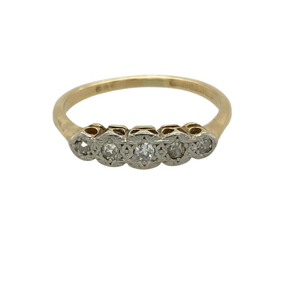 18ct Gold & Diamond Set Five Stone Band Ring