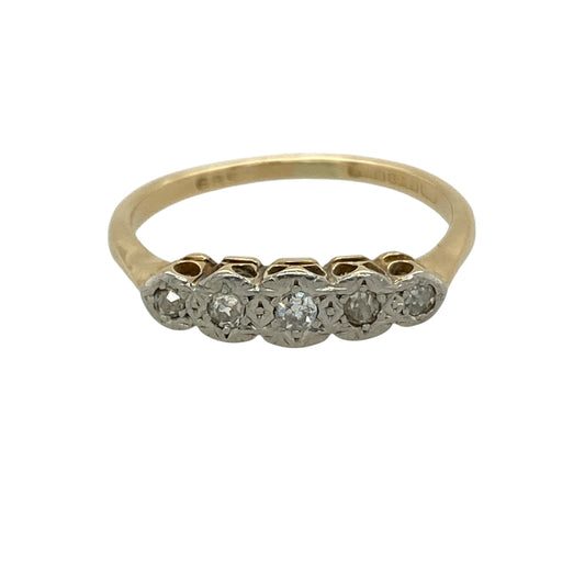 18ct Gold & Diamond Set Five Stone Band Ring
