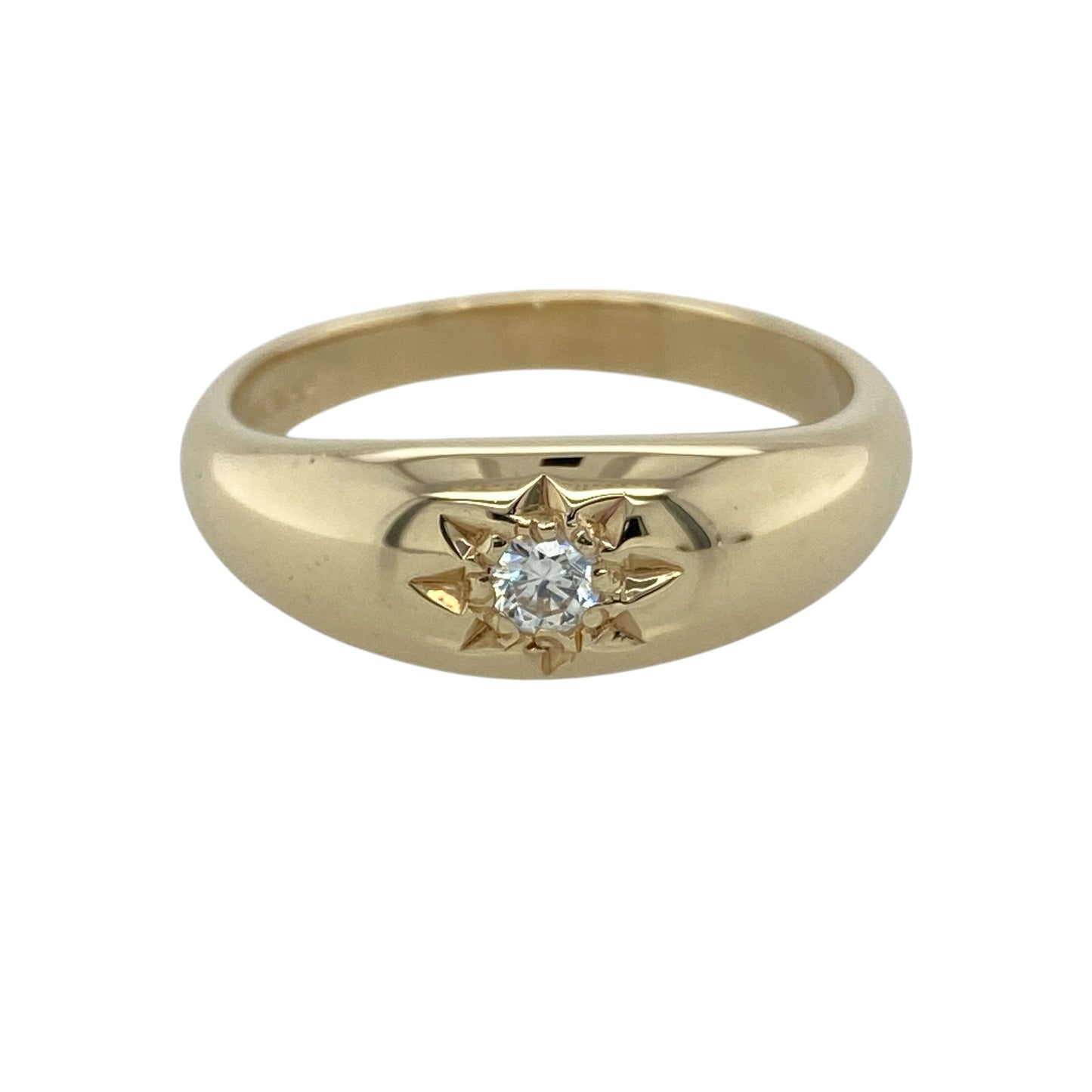 9ct Gold & Diamond Set Solitaire Band Ring