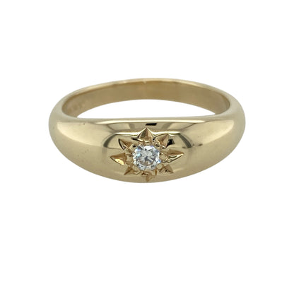 9ct Gold & Diamond Set Solitaire Band Ring