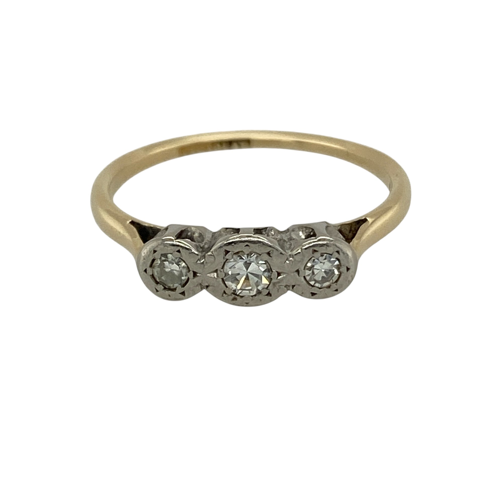 18ct Gold & Platinum Diamond Set Trilogy Ring