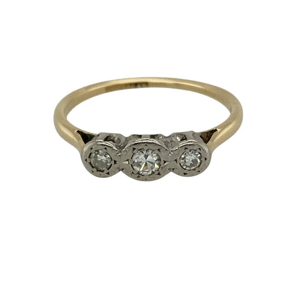 18ct Gold & Platinum Diamond Set Trilogy Ring