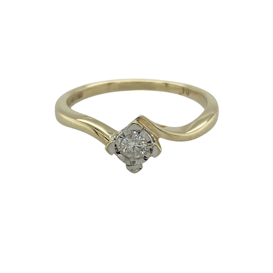 9ct Gold & Diamond Illusion Set Twist Solitaire Ring