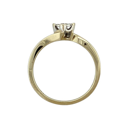 9ct Gold & Diamond Illusion Set Twist Solitaire Ring