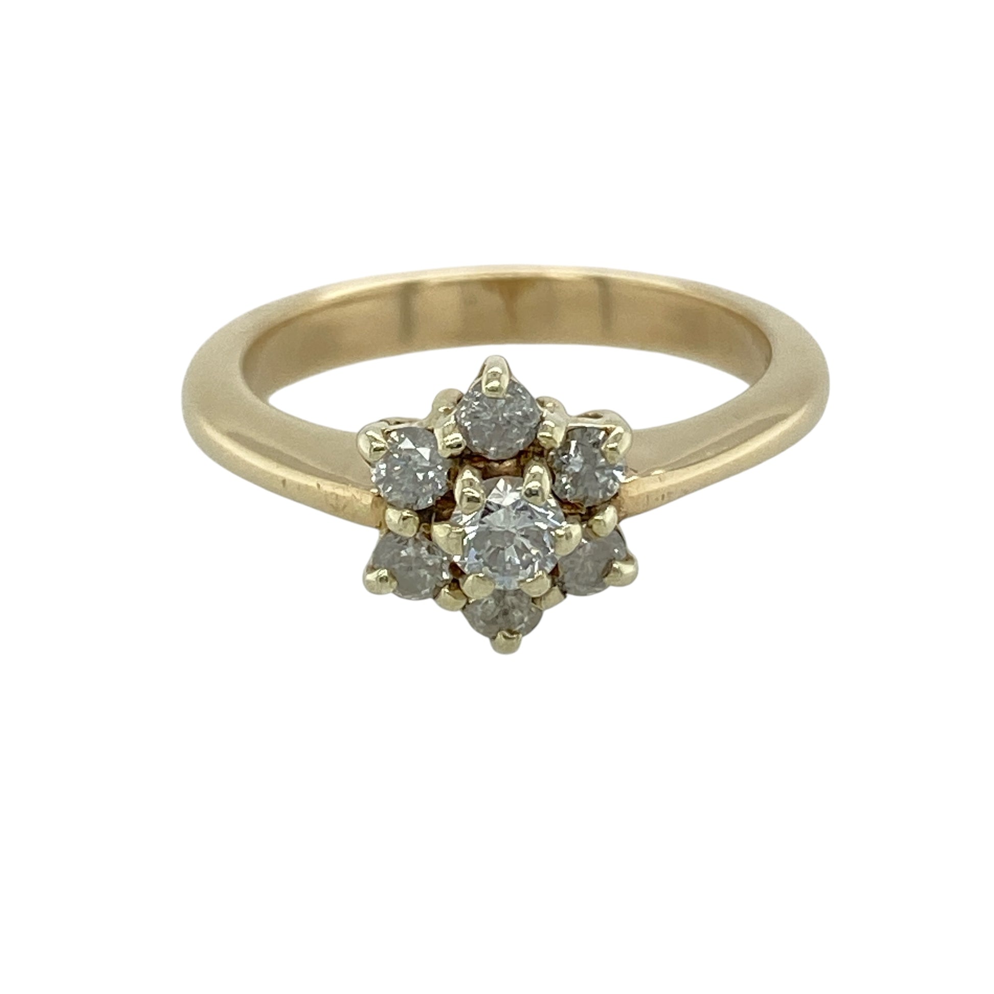 9ct Gold & Diamond Set Flower Cluster Ring