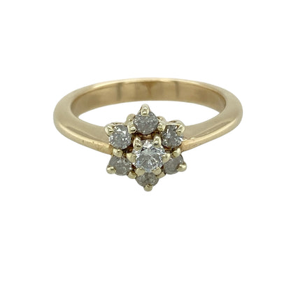 9ct Gold & Diamond Set Flower Cluster Ring