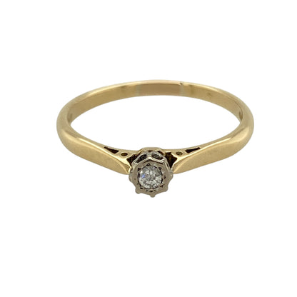 18ct Gold & Diamond Set Solitaire Ring