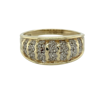 9ct Gold & Diamond Set Wide Band Ring