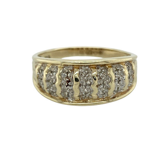 9ct Gold & Diamond Set Wide Band Ring