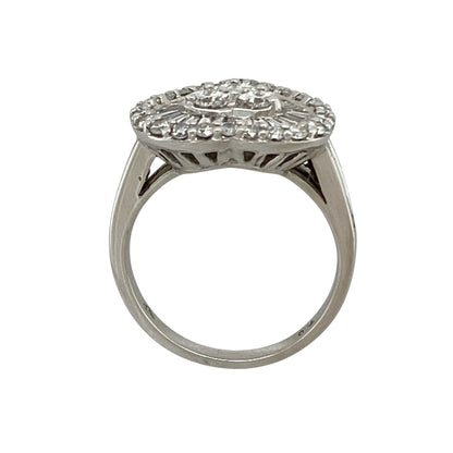 18ct White Gold & Diamond Set Heart Cluster Ring