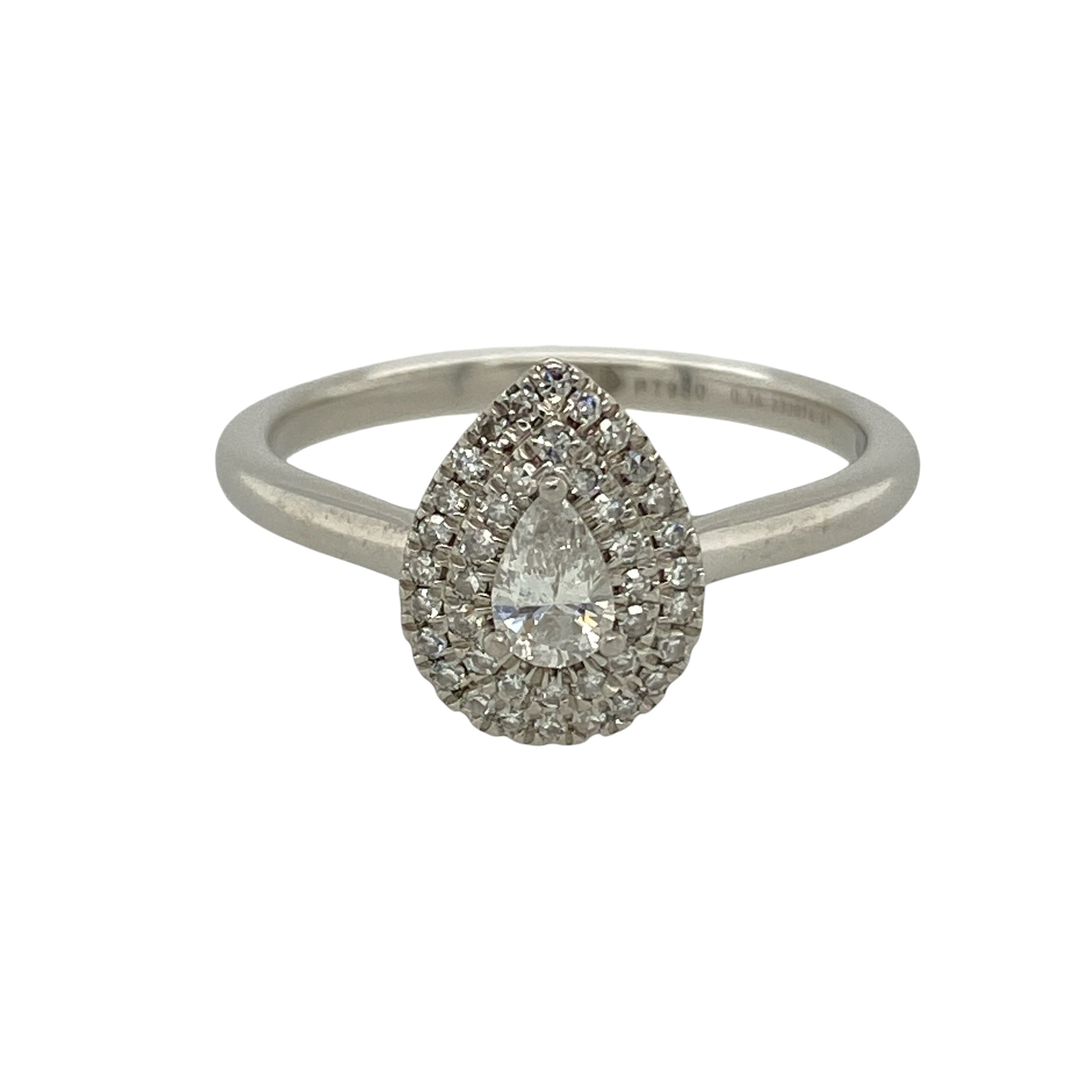 Platinum & Diamond Set Teardrop Double Halo Ring