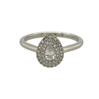 Platinum & Diamond Set Teardrop Double Halo Ring