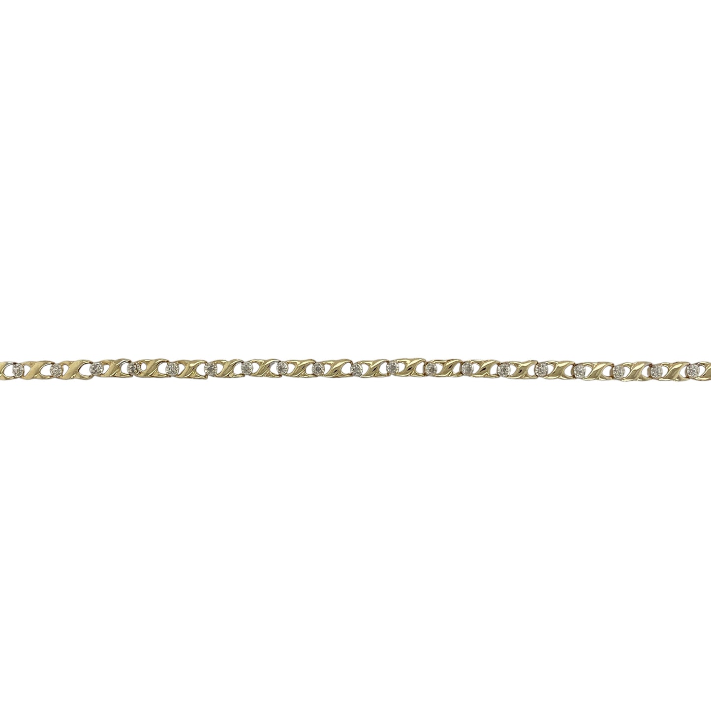 9ct Gold & Diamond Set 7" Kiss Patterned Bracelet