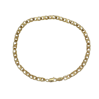 9ct Gold & Diamond Set 7" Kiss Patterned Bracelet