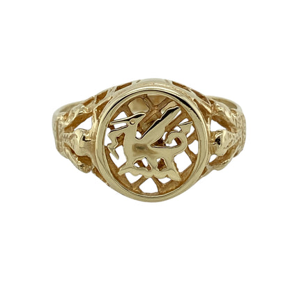 9ct Gold Welsh Dragon Signet Ring