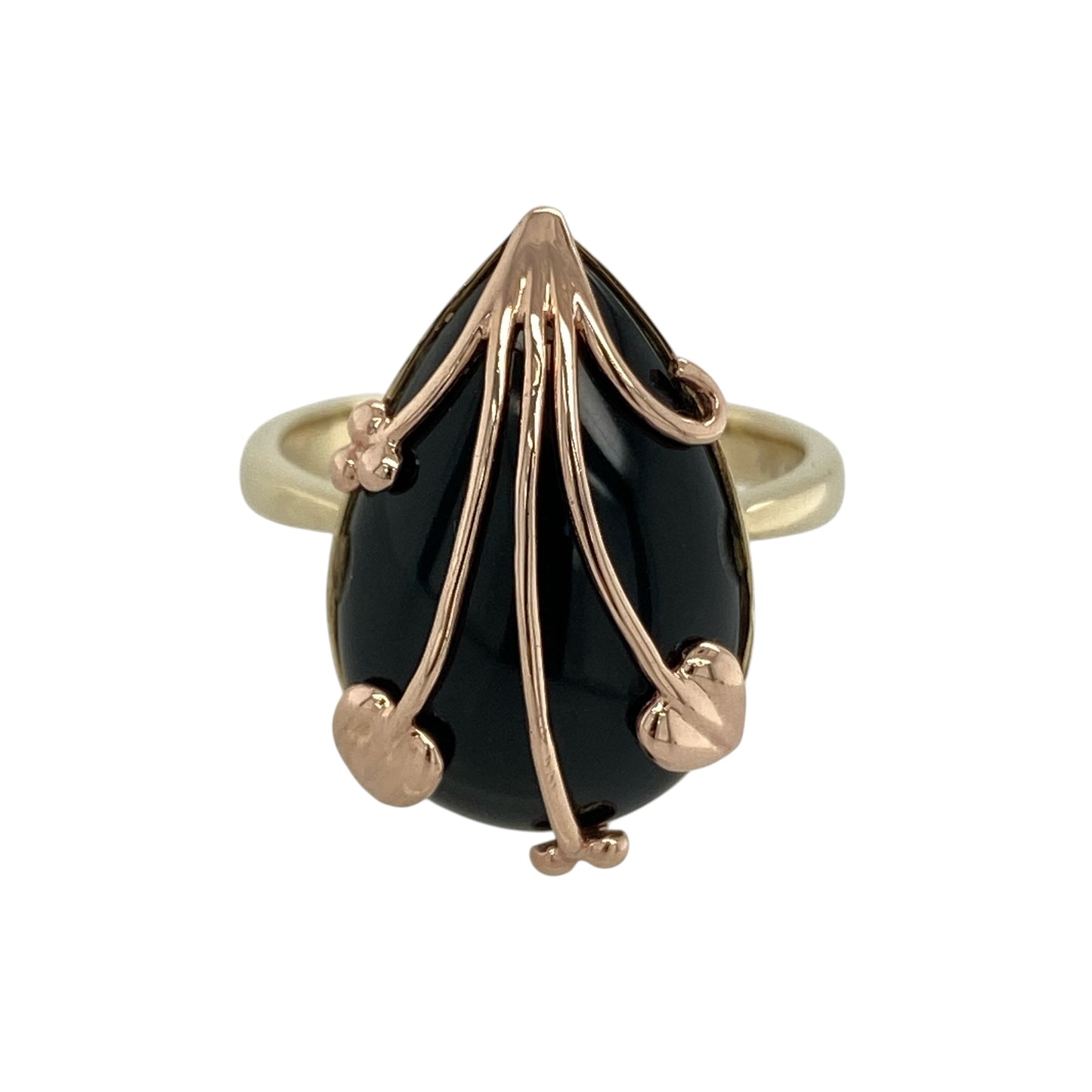 9ct Gold & Black Onyx Teardrop Clogau Tree of Life Ring