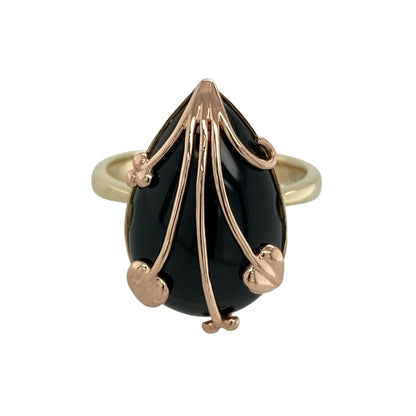 9ct Gold & Black Onyx Teardrop Clogau Tree of Life Ring