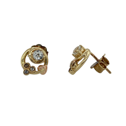 9ct Gold & White Topaz Clogau Tree of Life Origin Stud Earrings