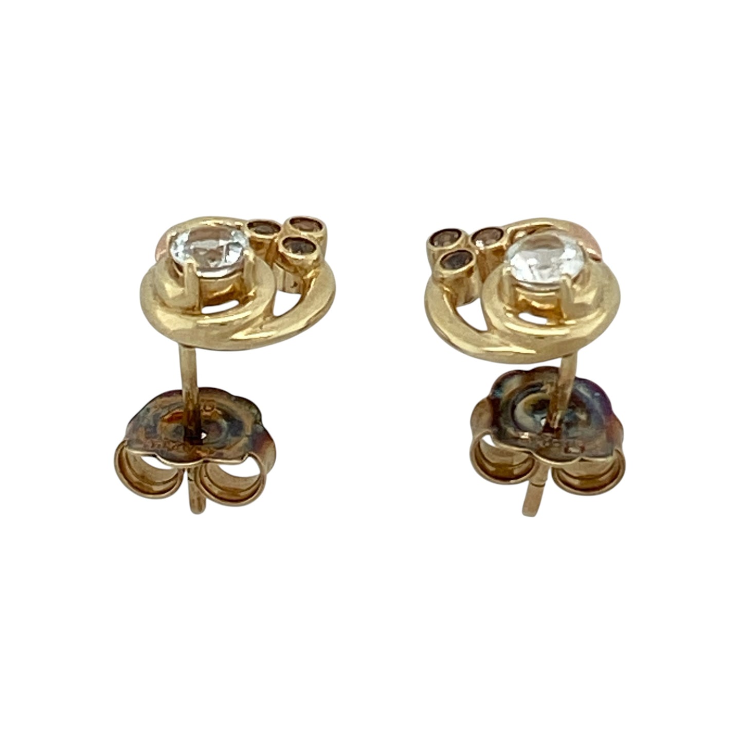 9ct Gold & White Topaz Clogau Tree of Life Origin Stud Earrings