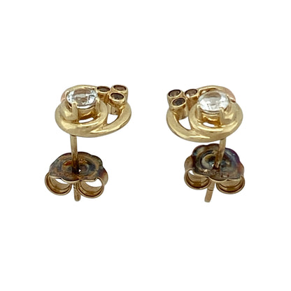 9ct Gold & White Topaz Clogau Tree of Life Origin Stud Earrings
