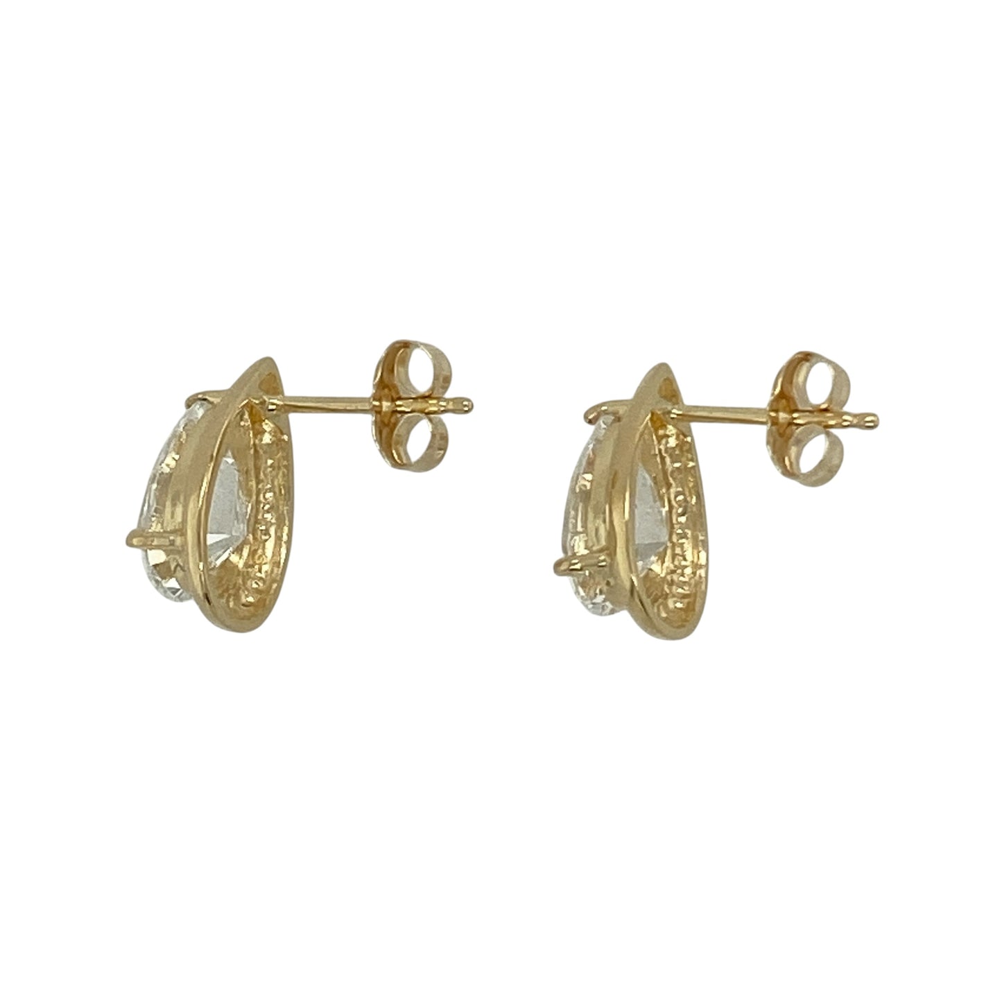 14ct Gold & Cubic Zirconia Teardrop Stud Earrings