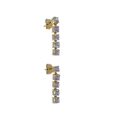 14ct Gold & Purple Stones Bar Stud Earrings