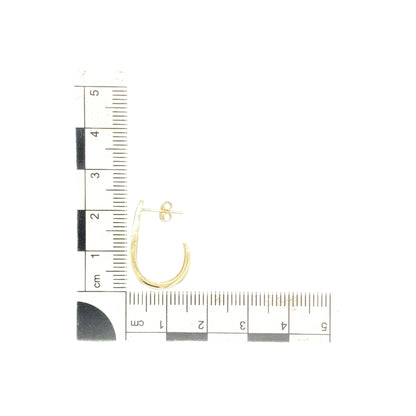 9ct Gold Open Weave Curved Bar Stud Earrings