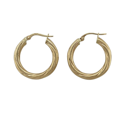 9ct Gold Twisted Hoop Creole Earrings