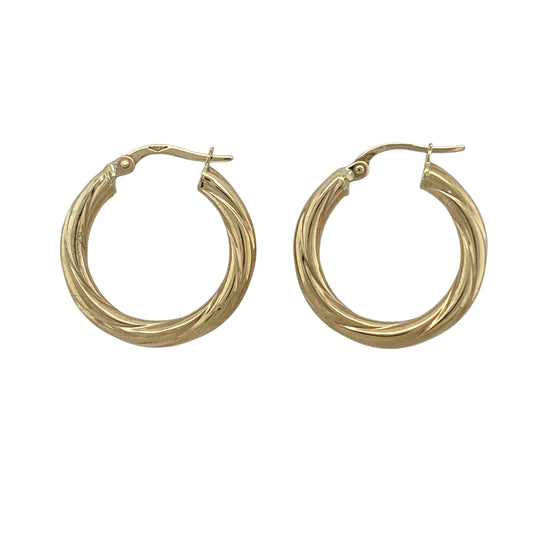 9ct Gold Twisted Hoop Creole Earrings