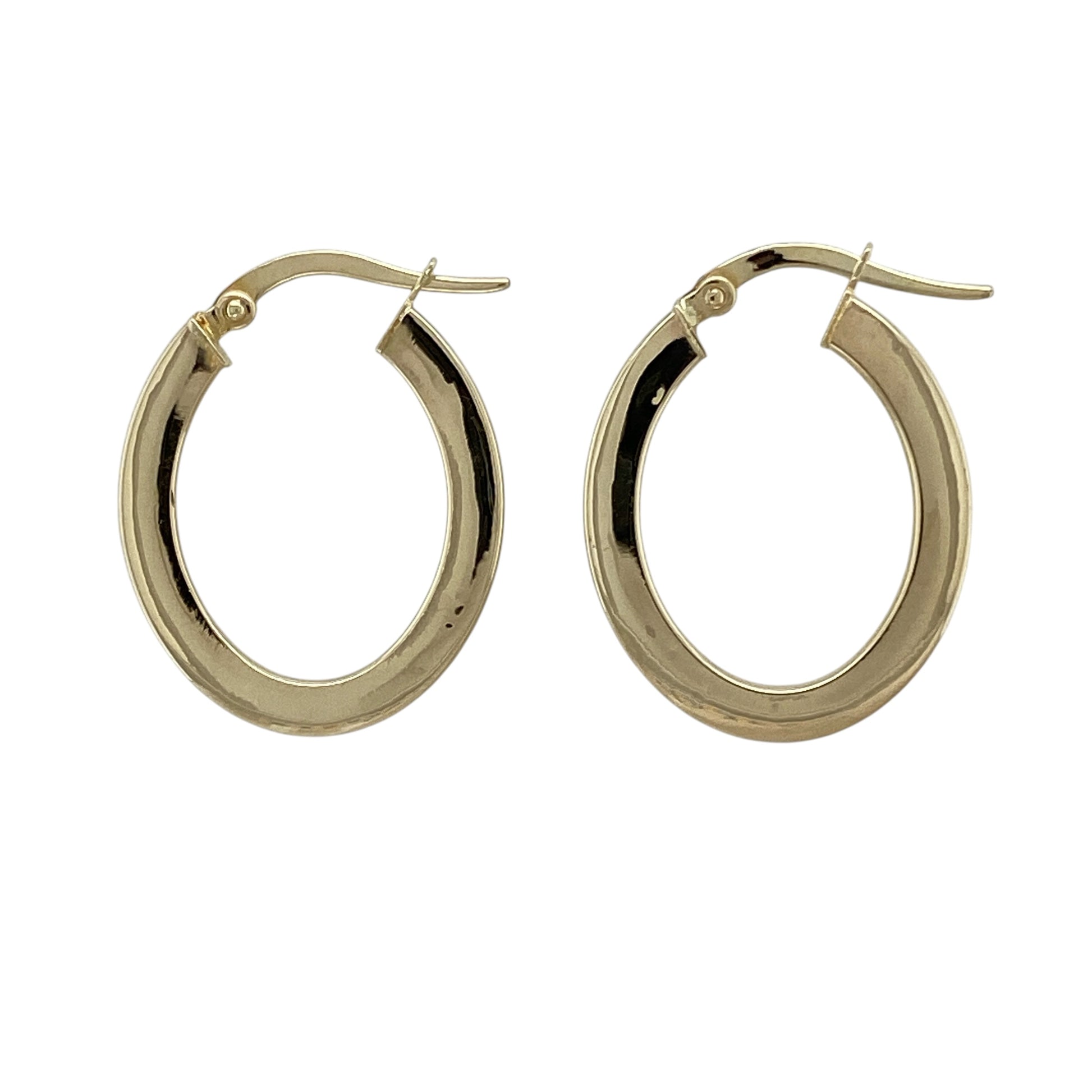 9ct Gold Plain Flat Oval Creole Earrings