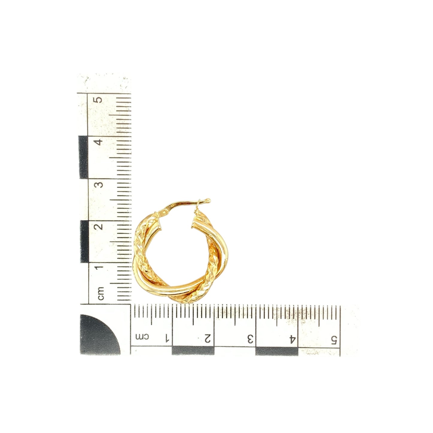9ct Gold Twisted Patterned Hoop Creole Earrings