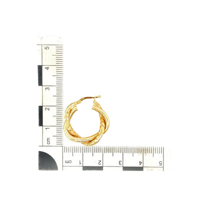 9ct Gold Twisted Patterned Hoop Creole Earrings