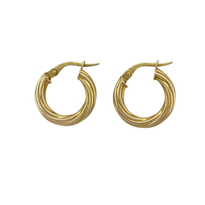 9ct Gold Twisted Hoop Creole Earrings