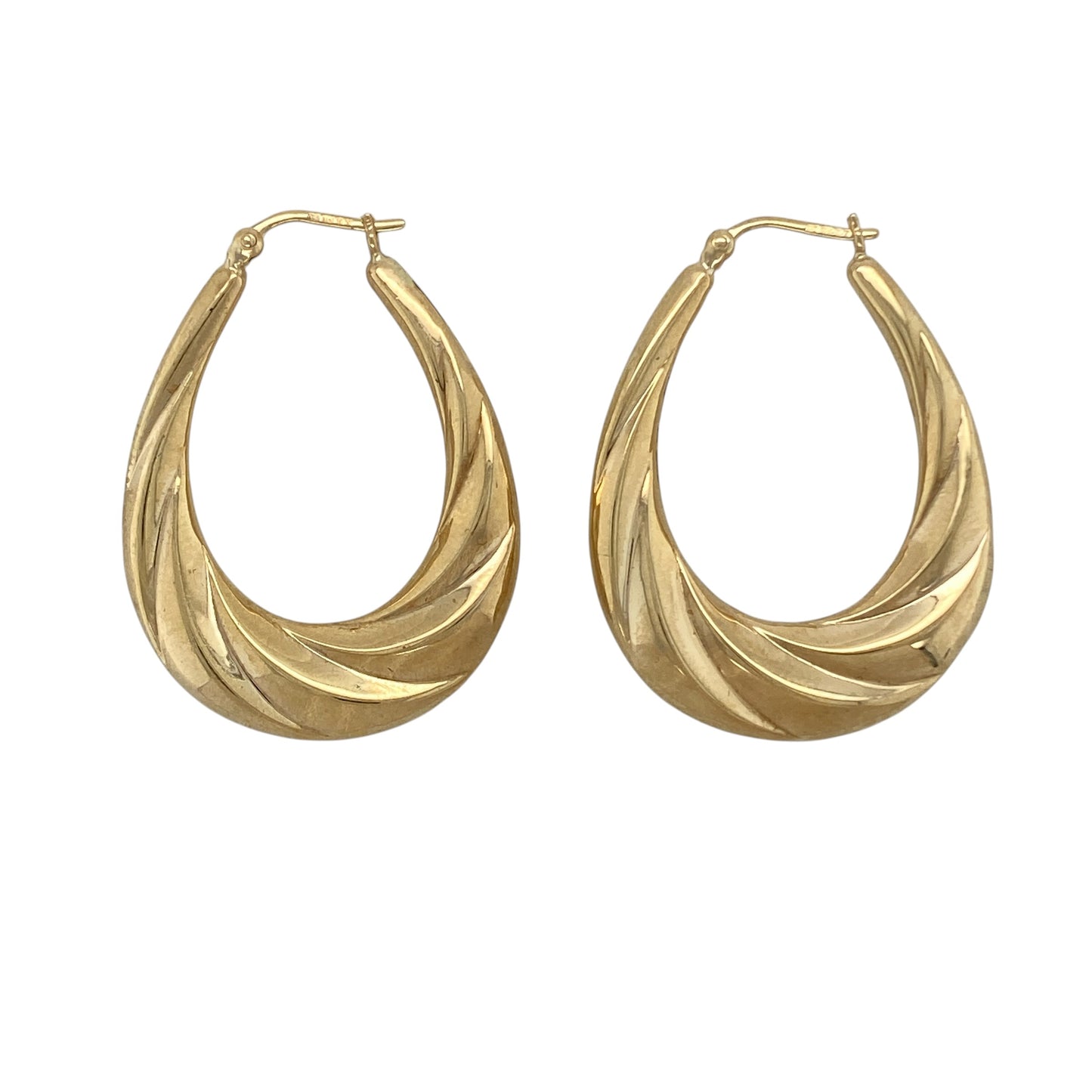 9ct Gold Twisted Oval Creole Earrings
