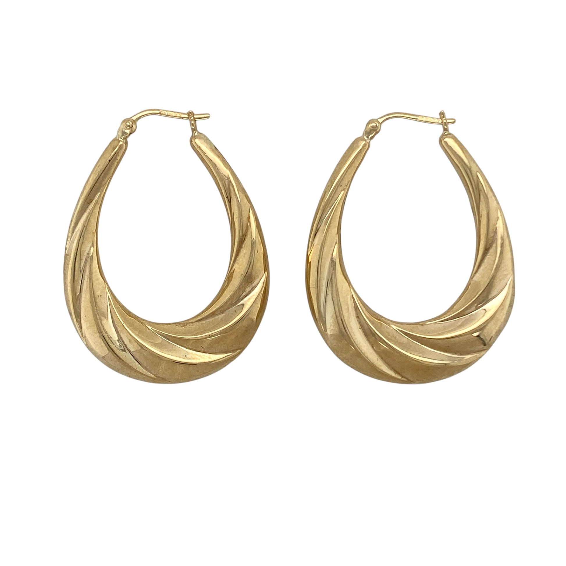 9ct Gold Twisted Oval Creole Earrings