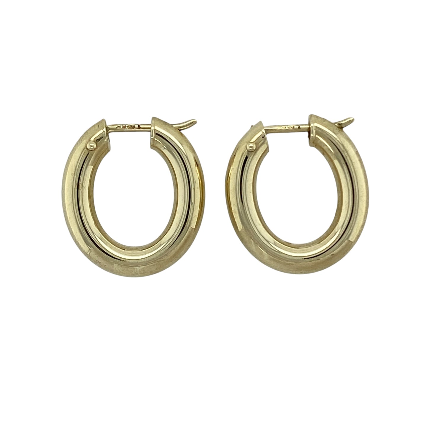9ct Gold Plain Oval Creole Earrings