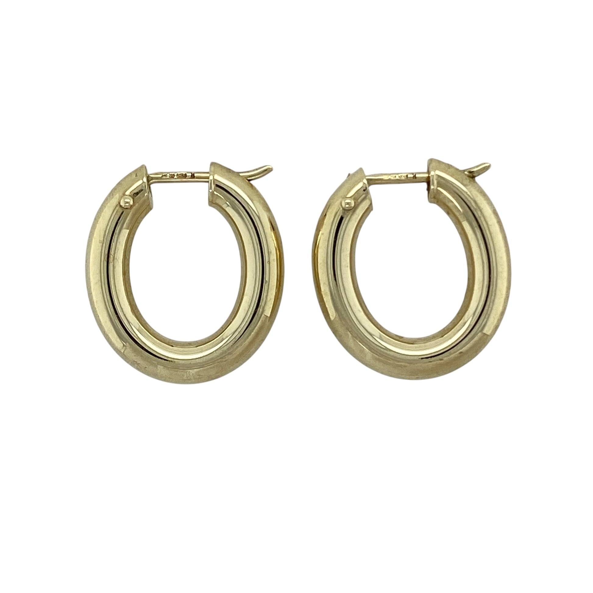 9ct Gold Plain Oval Creole Earrings