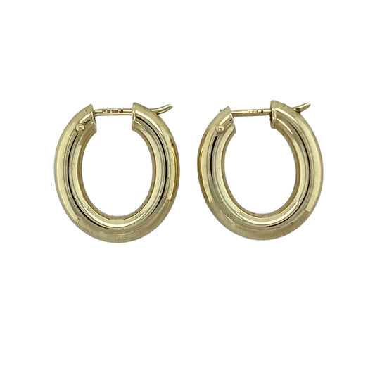 9ct Gold Plain Oval Creole Earrings
