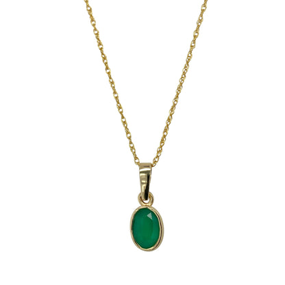 9ct Gold & Green Stone Oval 16" Necklace