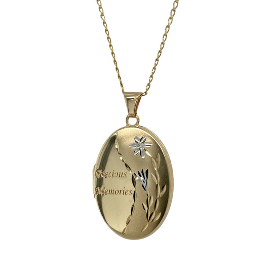 9ct Gold 'Precious Memories' Family Oval Locket 18" Necklace