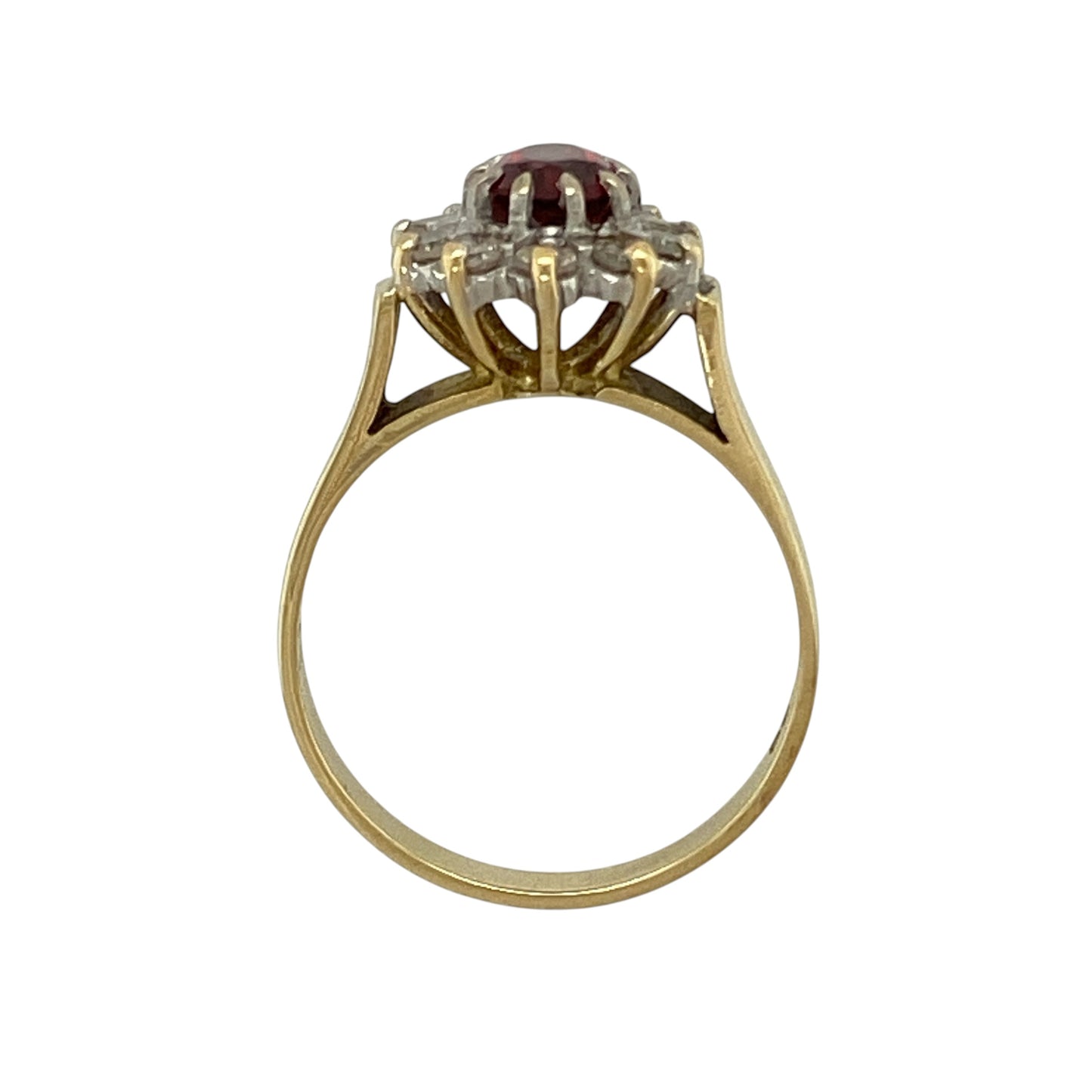 18ct Gold Diamond & Garnet Set Cluster Ring