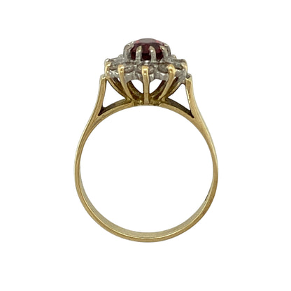 18ct Gold Diamond & Garnet Set Cluster Ring