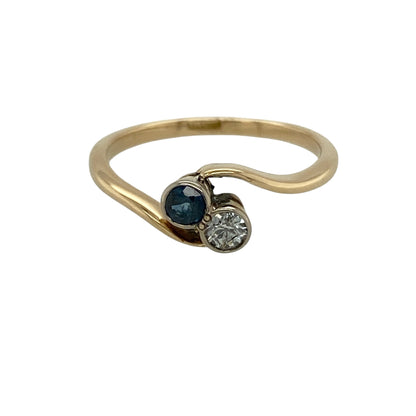 9ct Gold Diamond & Sapphire Twist Ring