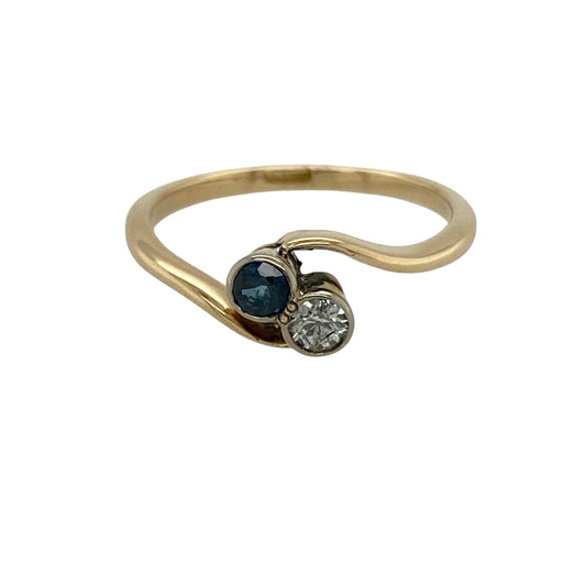 9ct Gold Diamond & Sapphire Twist Ring