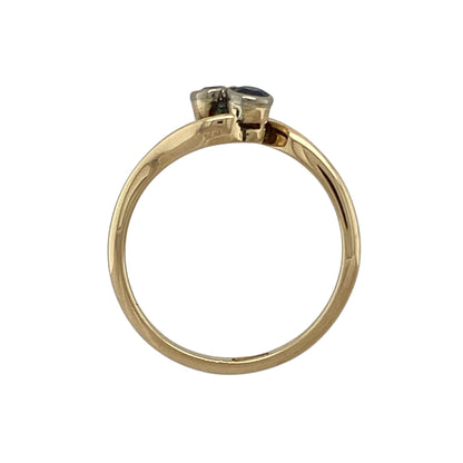9ct Gold Diamond & Sapphire Twist Ring