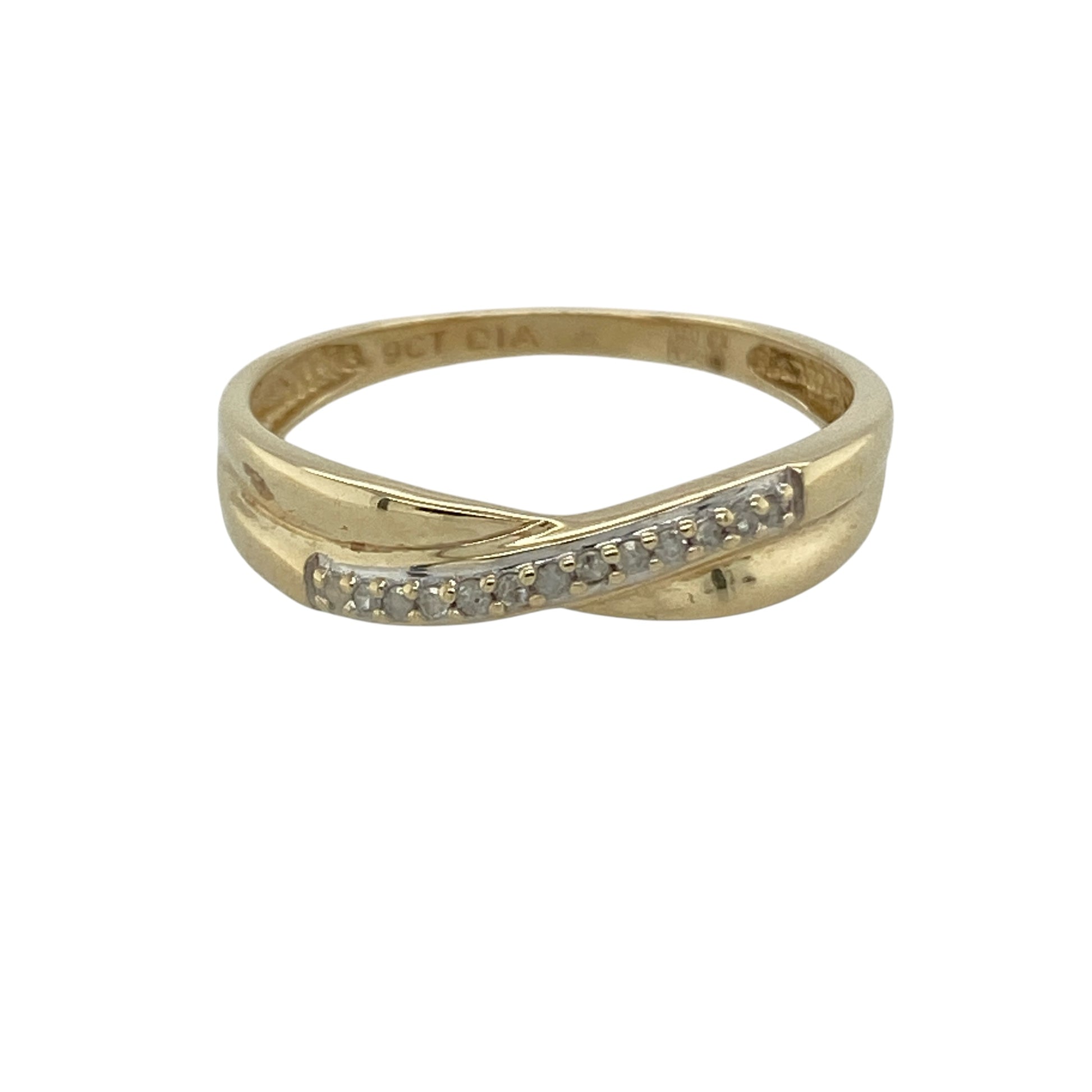 9ct Gold & Diamond Crossover Band Ring