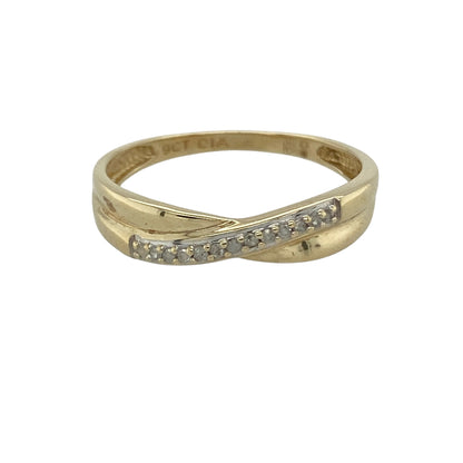 9ct Gold & Diamond Crossover Band Ring
