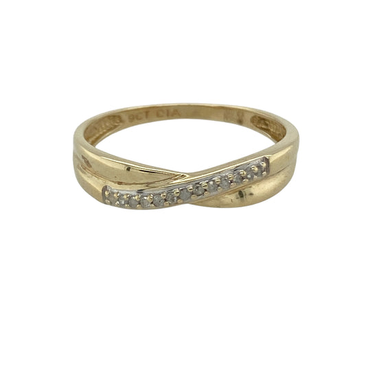 9ct Gold & Diamond Crossover Band Ring